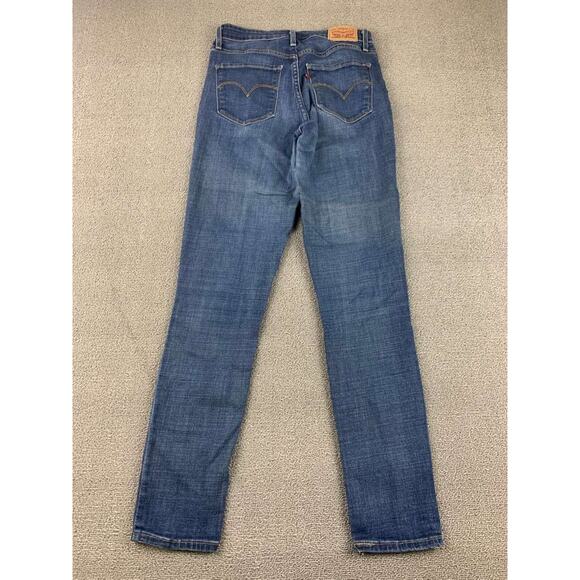 Levis 721 High Rise Skinny Jeans Women 28 Blue Washed Zip Five Pocket Logo Patch - Picture 2 of 9